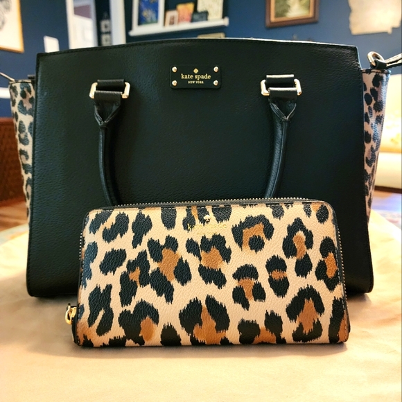 kate spade Handbags - Kate Spade Leopard Print Bag + Wallet
